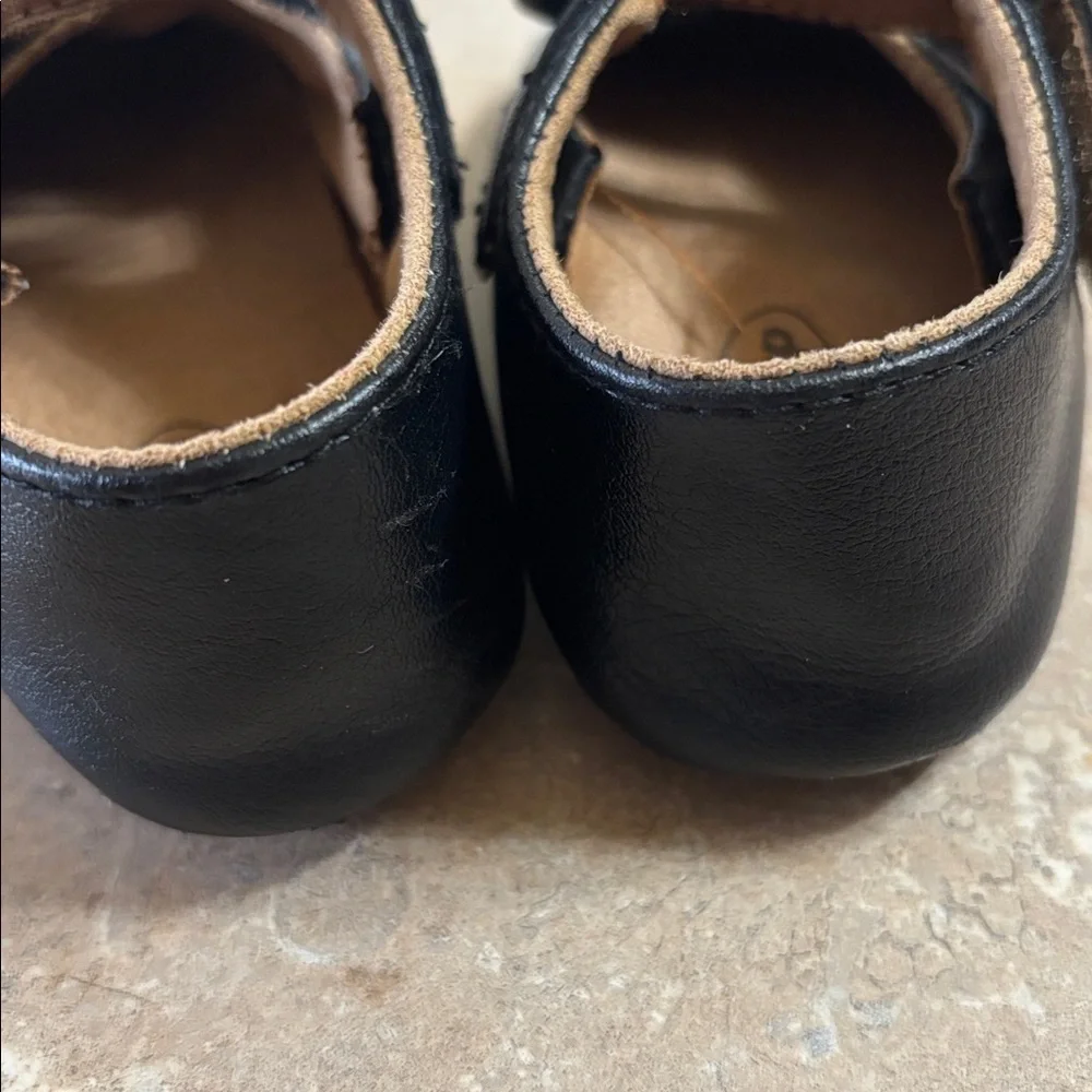 Myggpp Classic Black Infant Crib Shoes with Bow Size 12-18M